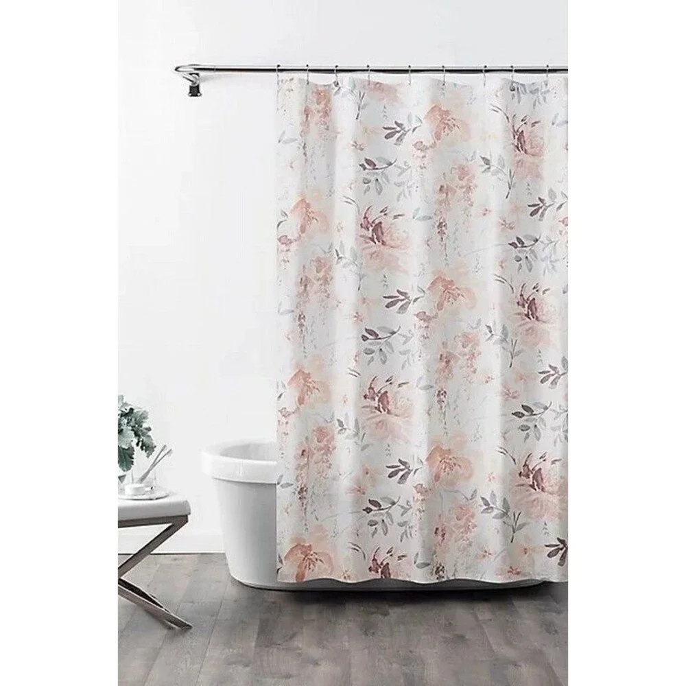 Croscill Liana Fabric Shower Curtain Bath White Floral 100% Cotton 72x72